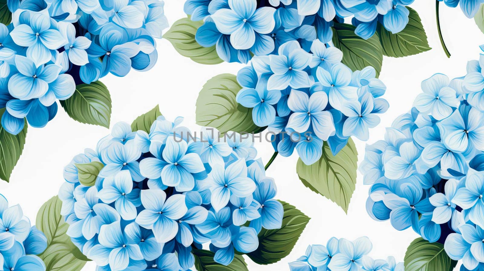 Floral seamless pattern with beautiful hydrangea flowers. Ai art