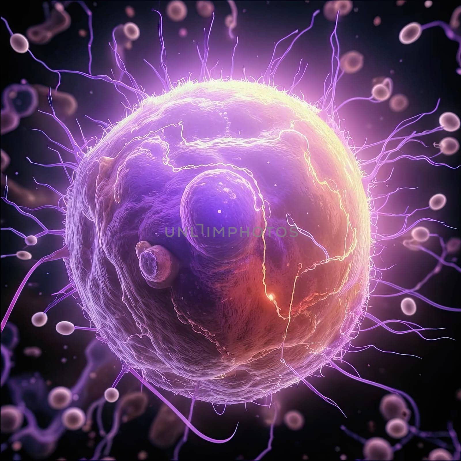 Illustration of a set of cells. Reproduction technologies. In vitro gametogenesis. This technique transforms skin cells into induced stem cells, which can then be turned into eggs and sperm.