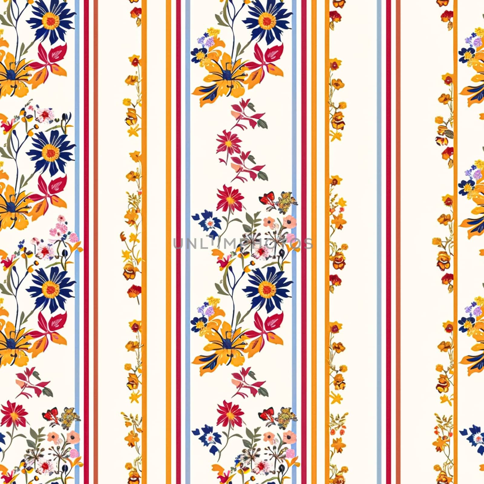 Seamless pattern, tileable floral holiday country cottage print, English countryside flowers theme for wallpaper, gift wrapping paper, scrapbook, fabric and product design inspiration