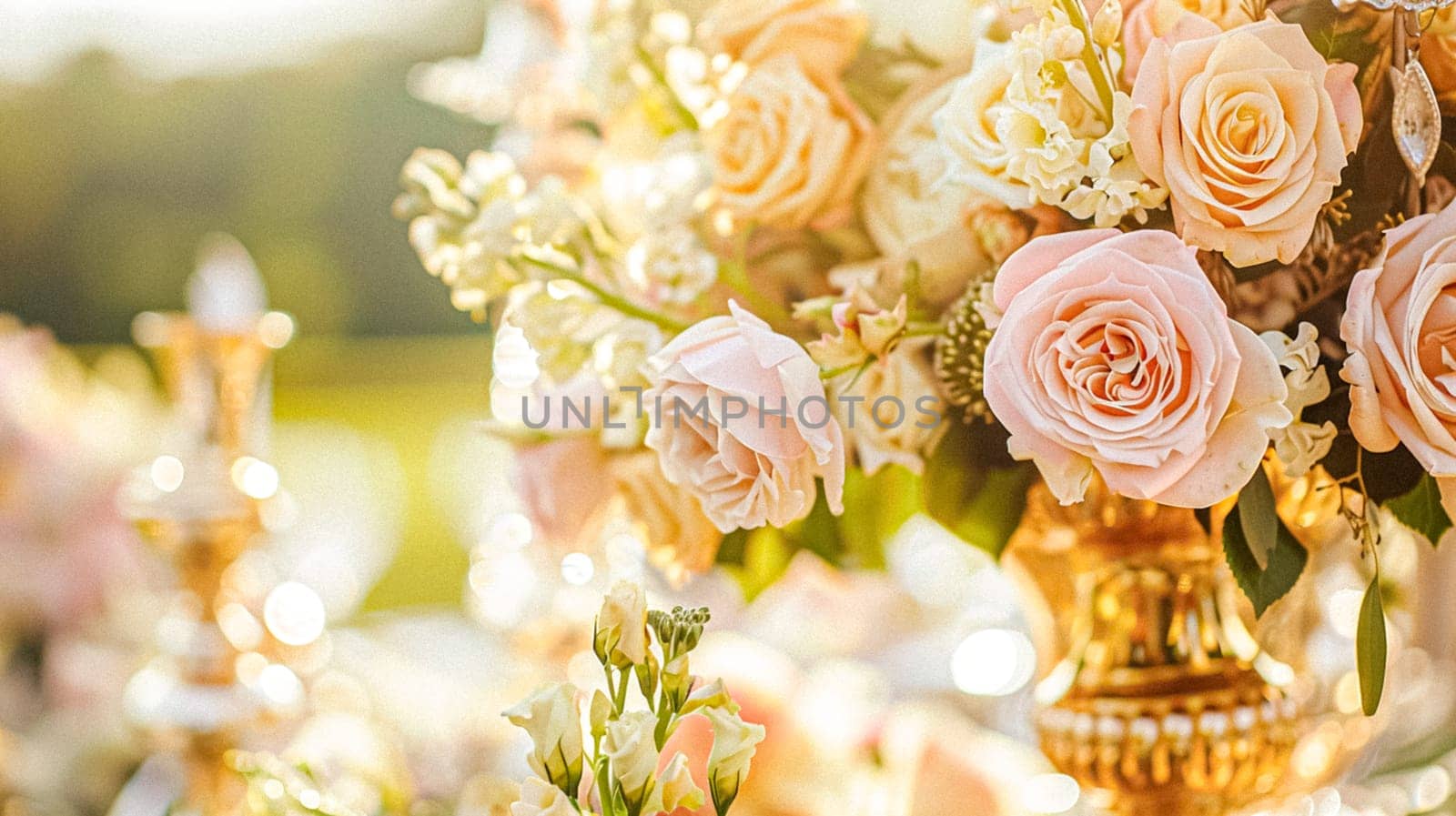 Grand wedding decoration in the country manor, floral decor and event celebration, flowers, wedding aisle and tablescape in the garden, English countryside style idea