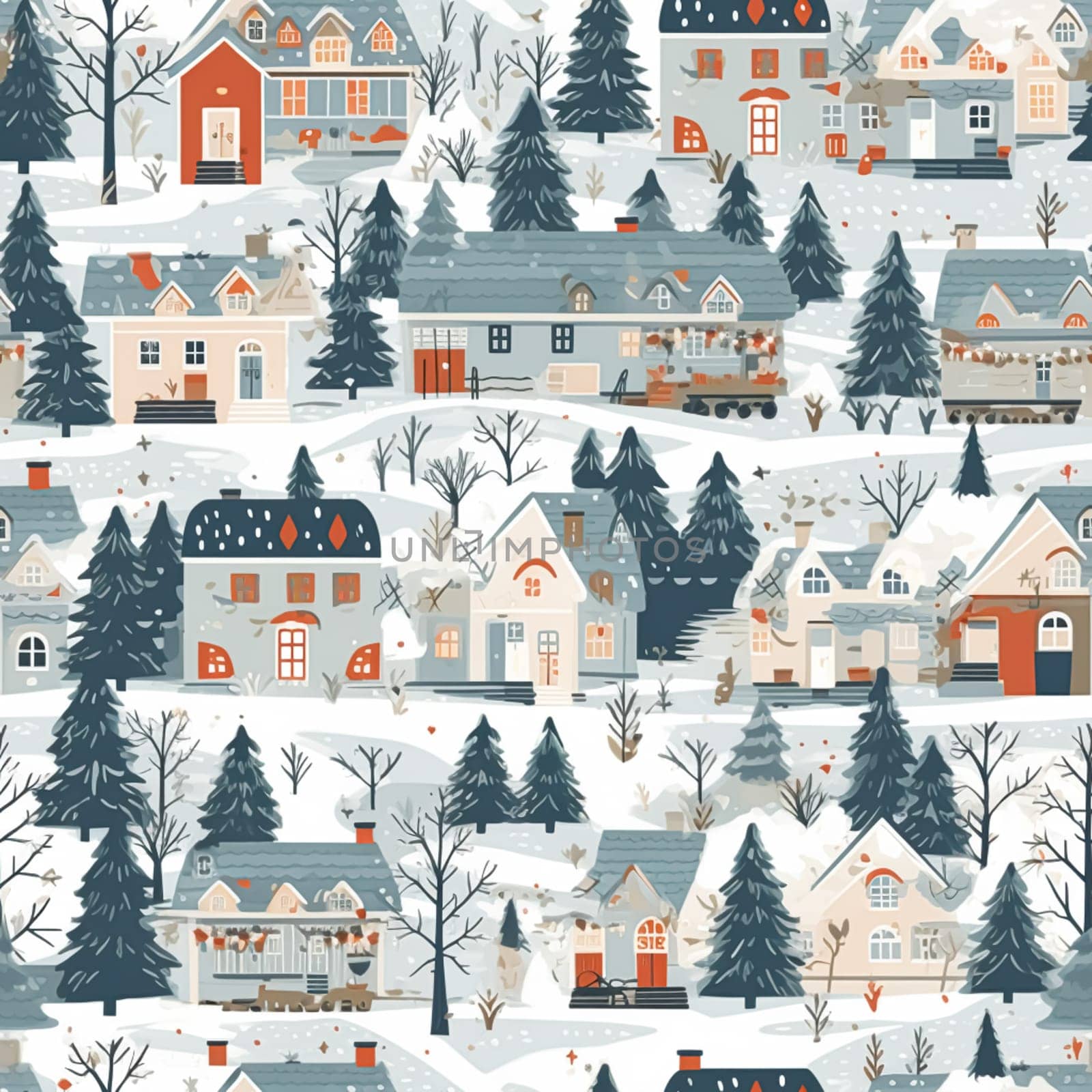 Christmas seamless pattern, English cottage tileable holiday country style print for wallpaper, wrapping paper, scrapbook, fabric and product design idea