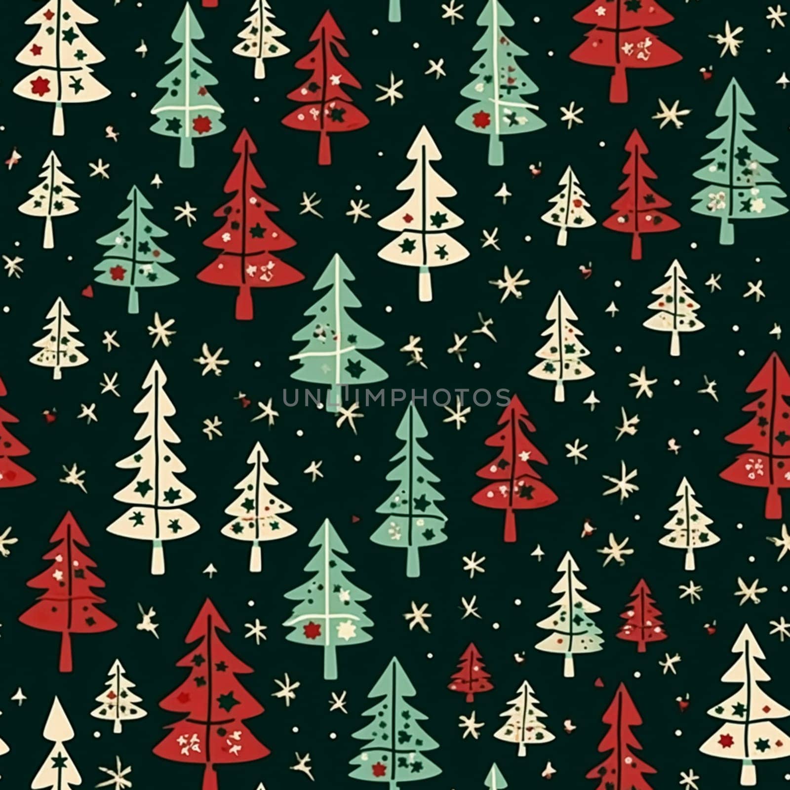 Christmas tree seamless pattern, tileable holiday country print for wallpaper, wrapping paper, scrapbook, fabric and product design inspiration