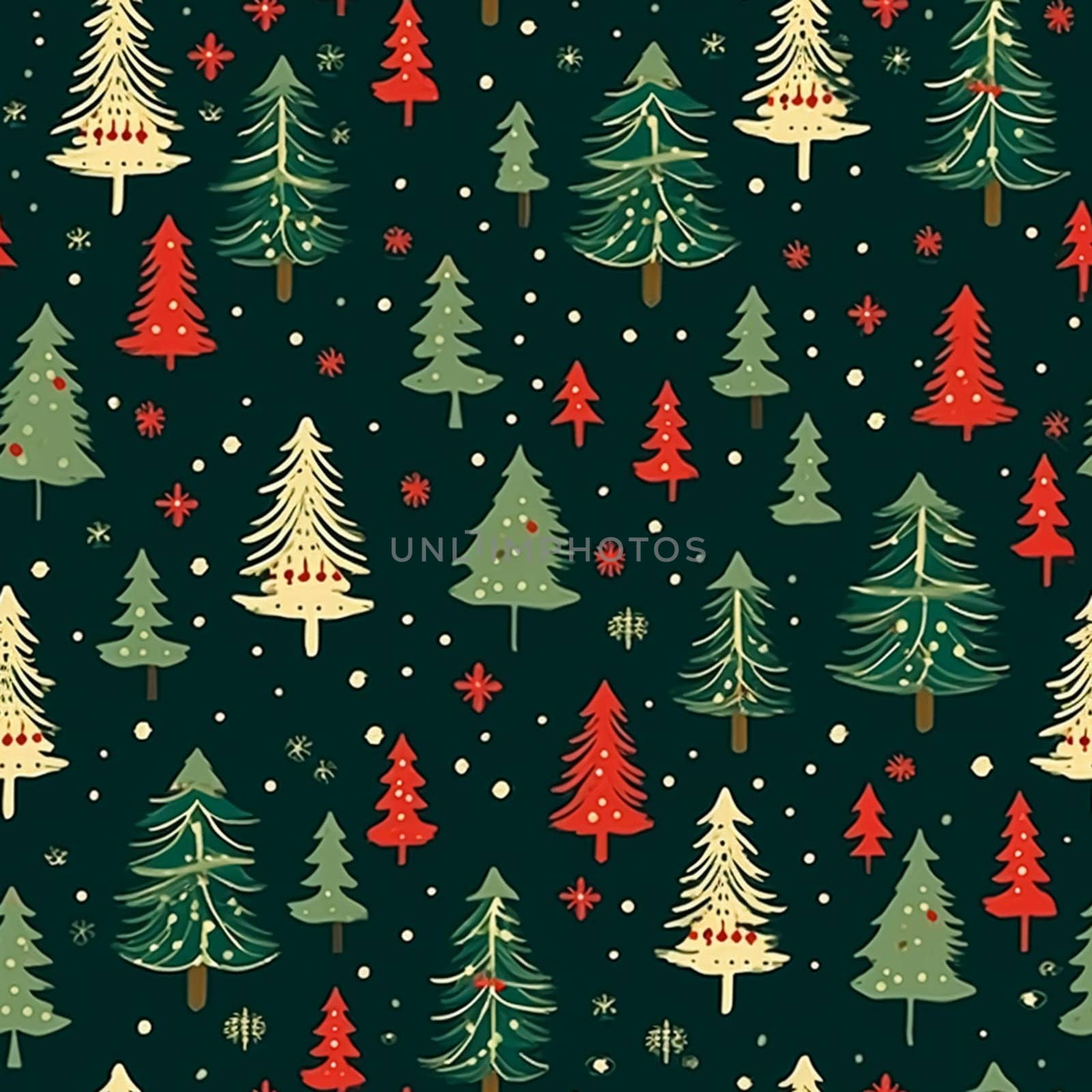 Christmas tree seamless pattern, tileable holiday country print for wallpaper, wrapping paper, scrapbook, fabric and product design inspiration