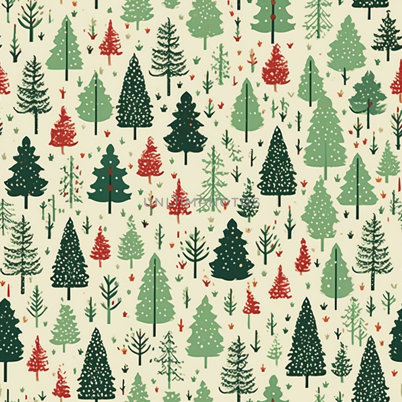 Christmas tree seamless pattern, tileable holiday country print for wallpaper, wrapping paper, scrapbook, fabric and product design inspiration