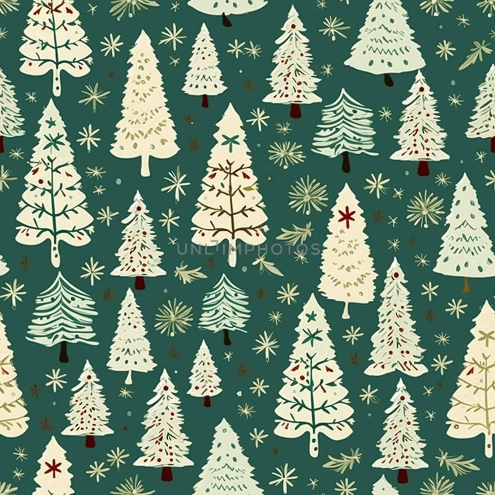 Christmas tree seamless pattern, tileable holiday country print for wallpaper, wrapping paper, scrapbook, fabric and product design inspiration