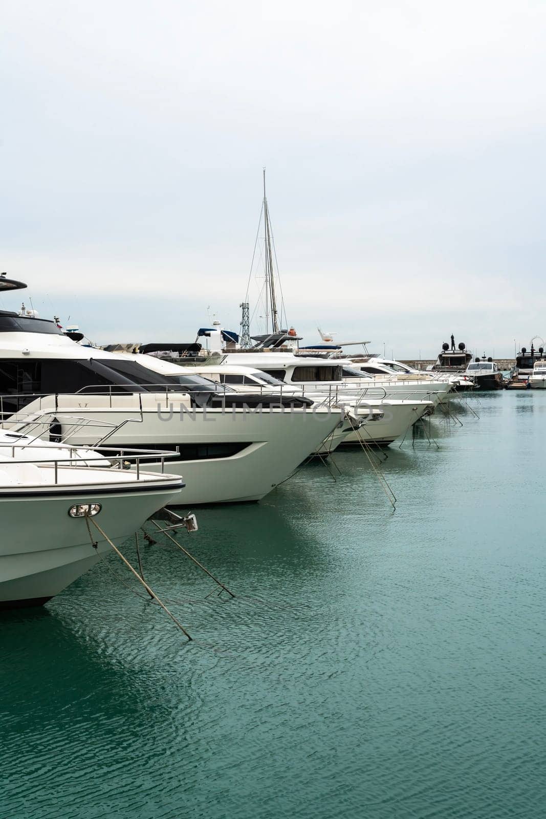 yachts at the dock in the port by roman112007