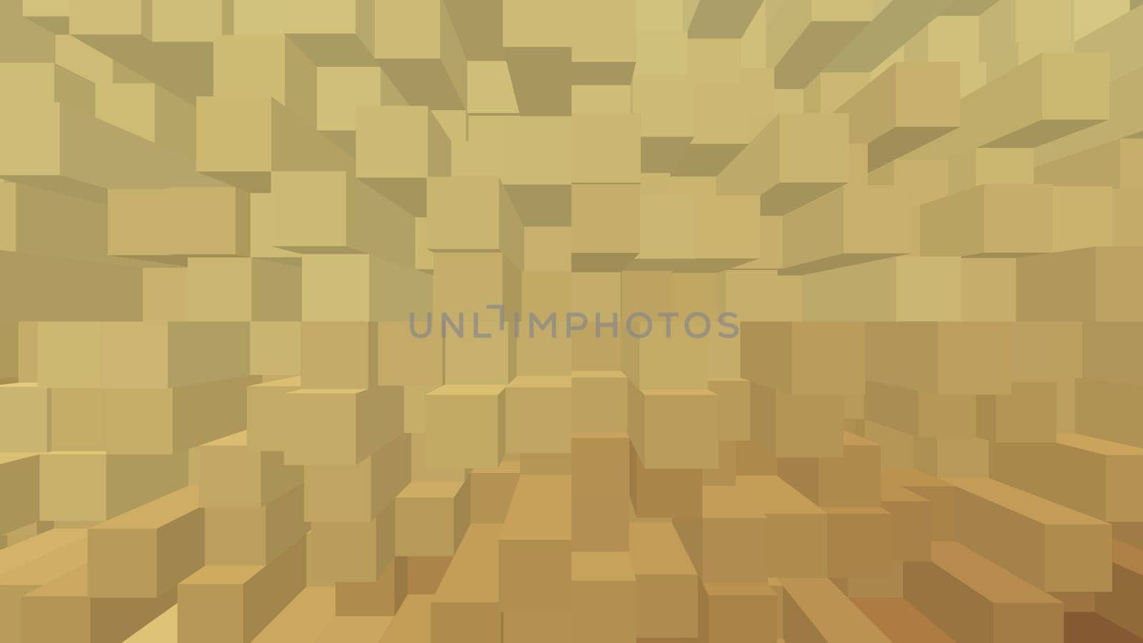 Abstract background for design from many yellow cubes of different brightness cubes.