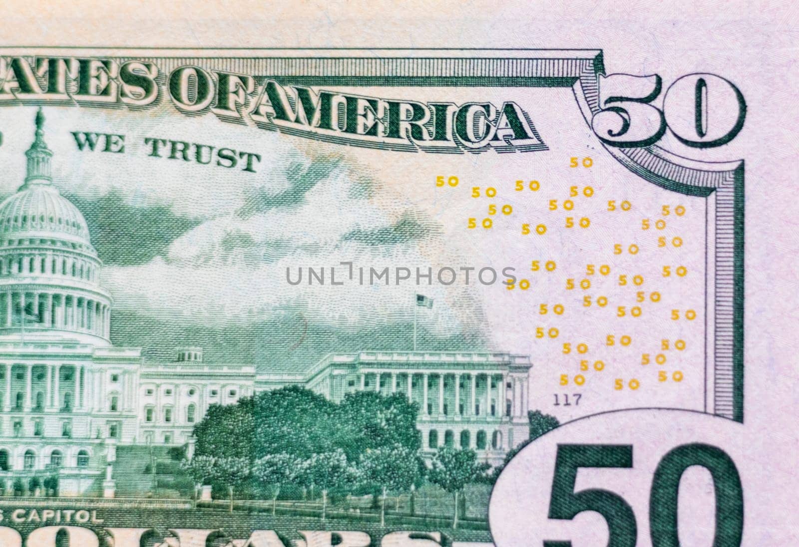 Close up shot of the US dollars note bill.