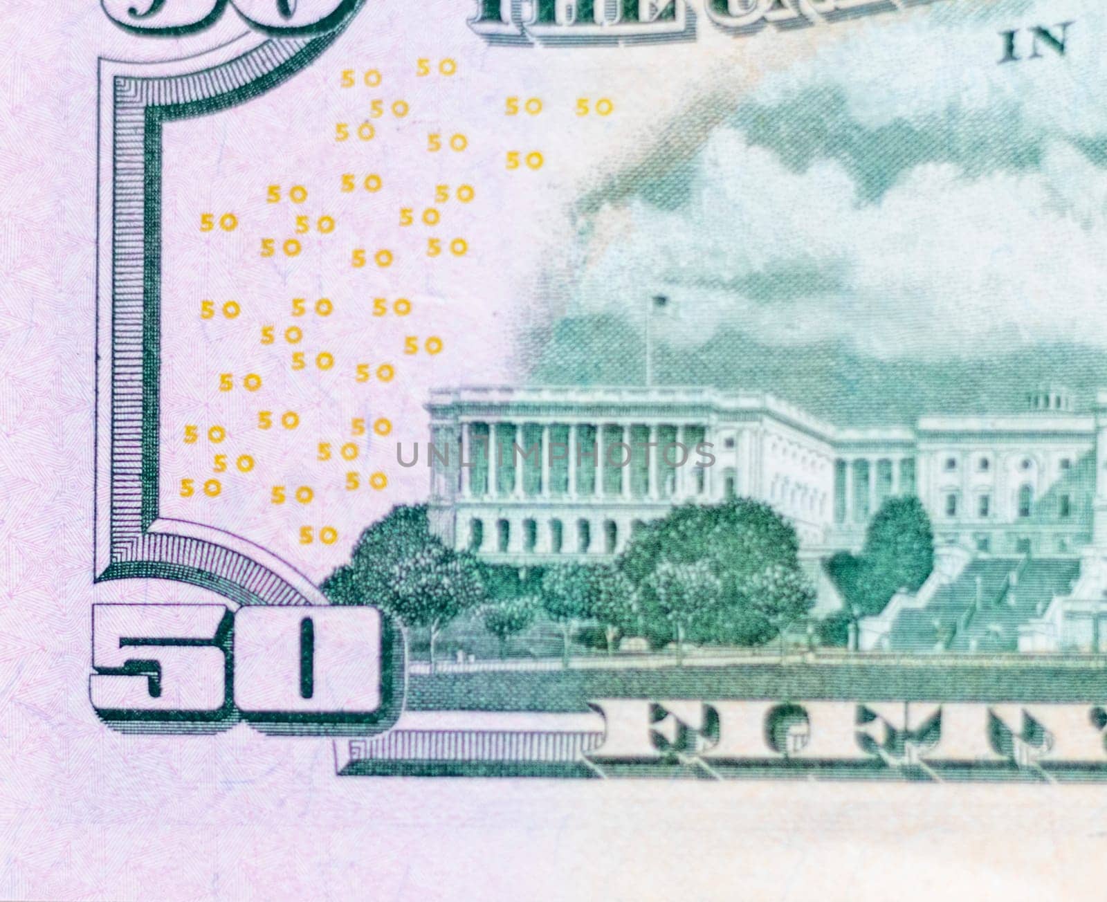 Close up shot of the US dollars note bill.