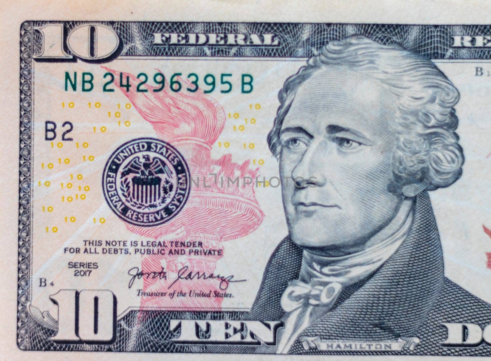 Close up shot of the US dollars note bill.