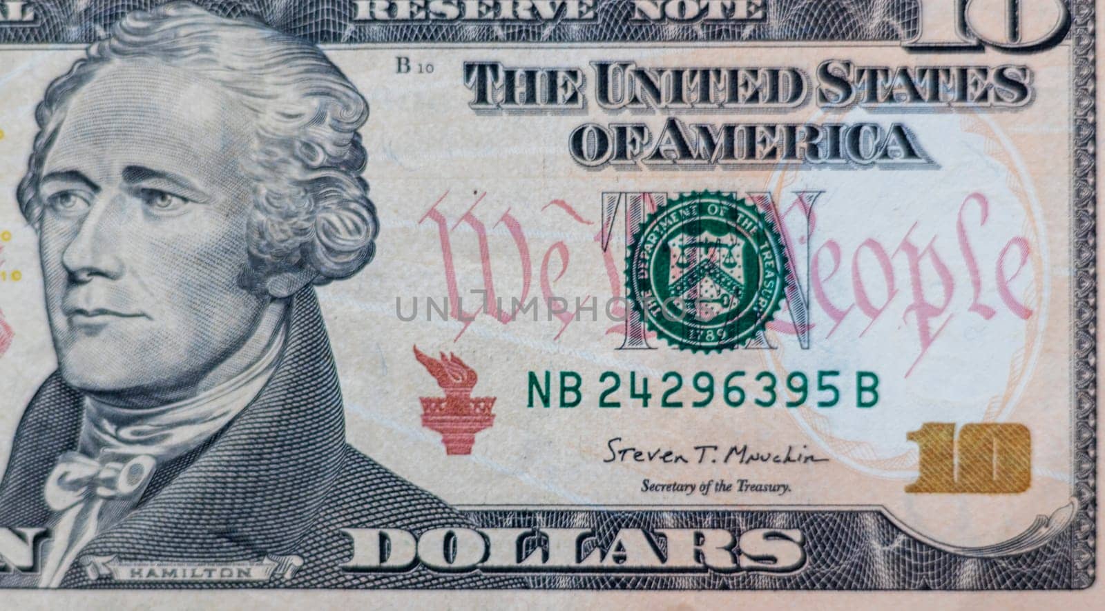 Close up shot of the US dollars note bill.