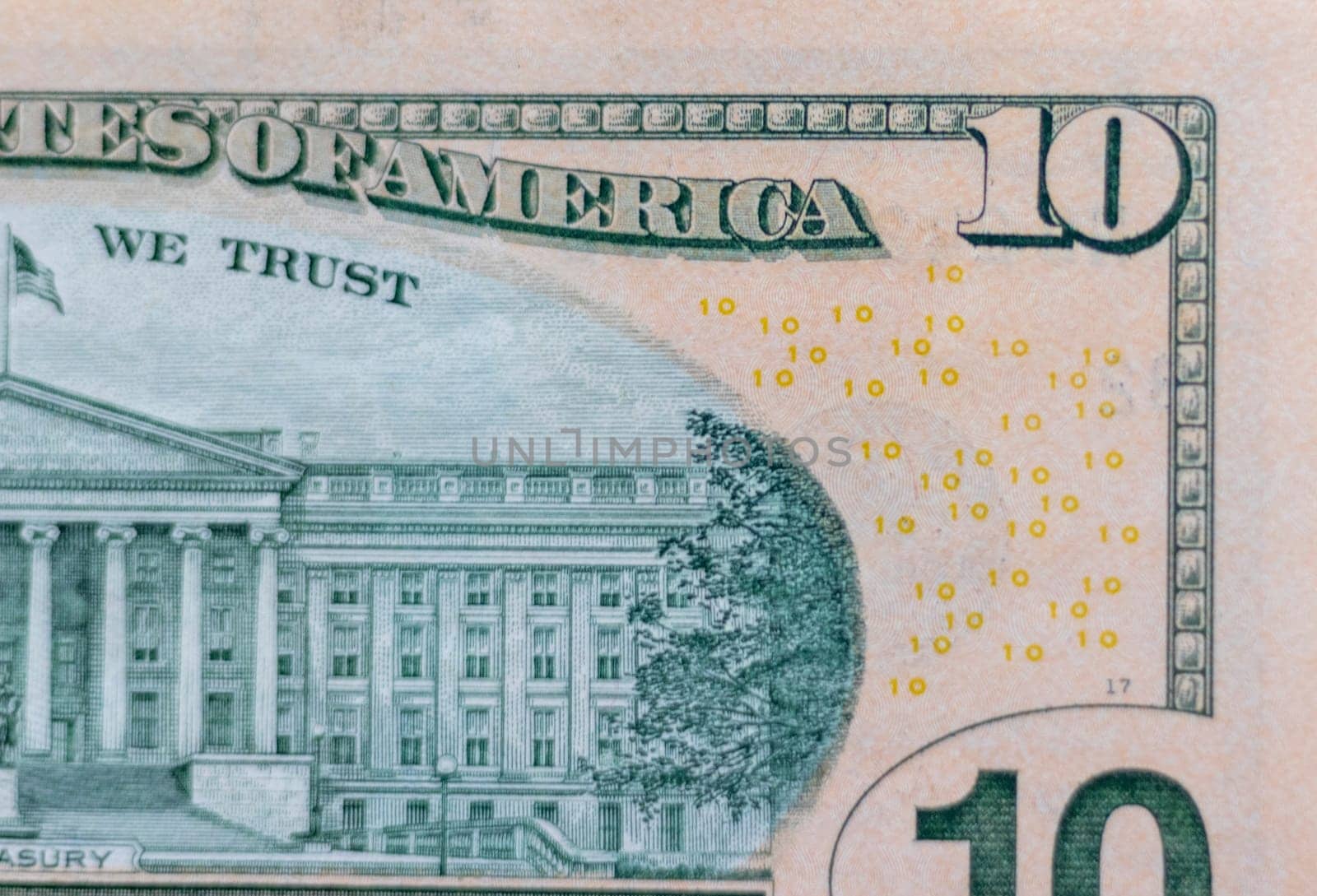 Close up shot of the US dollars note bill.