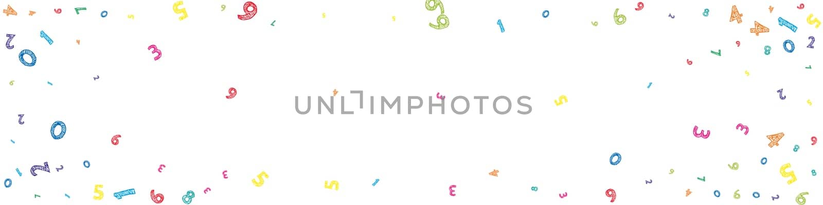 Flying latin letters. Colorful childish scattered charachters of English alphabet. Foreign languages study concept. Back to school banner .