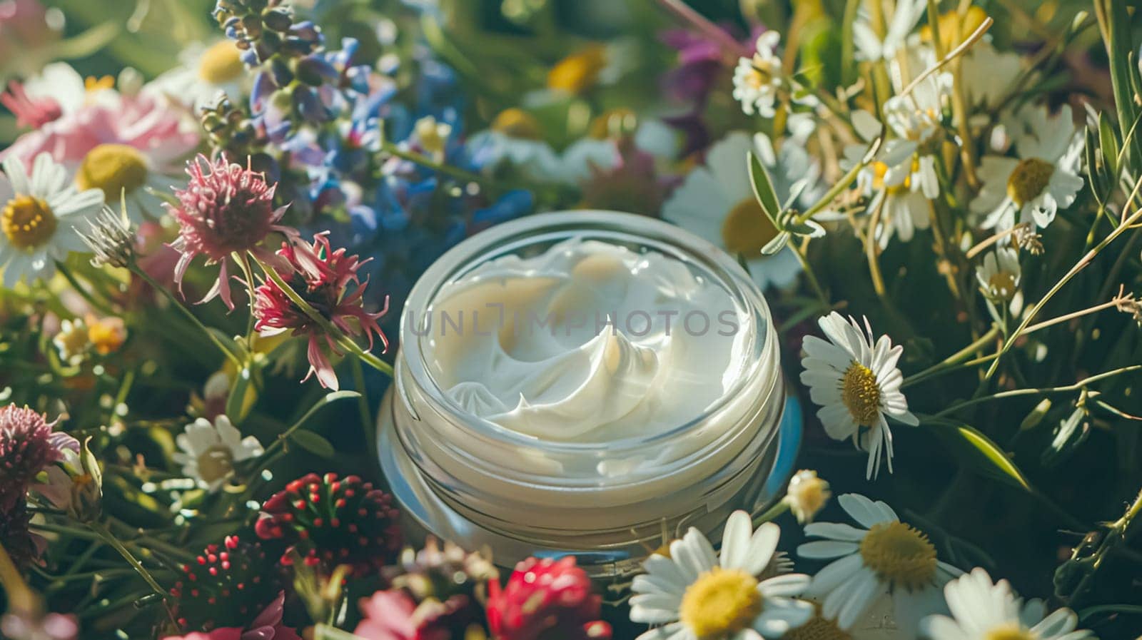 Face cream moisturiser as skincare and bodycare product with flowers background, spa and organic beauty cosmetics for natural skin care routine