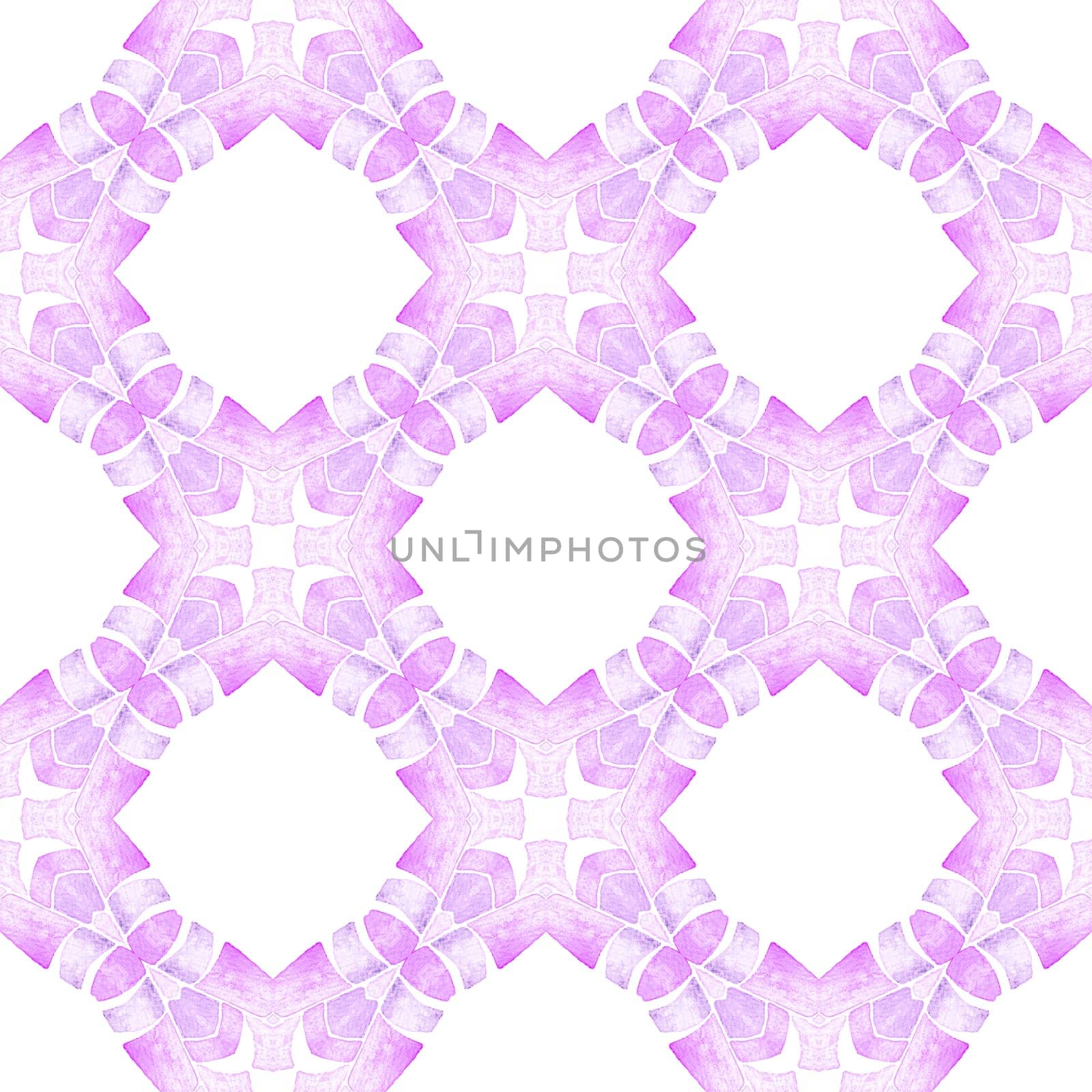 Ethnic hand painted pattern. Purple favorable boho chic summer design. Watercolor summer ethnic border pattern. Textile ready worthy print, swimwear fabric, wallpaper, wrapping.