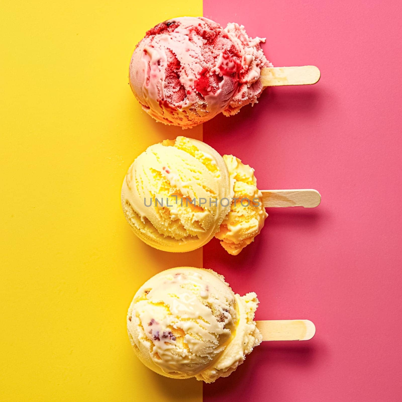 Ice cream colourful summer treat, sweet dessert in summertime, holiday food idea