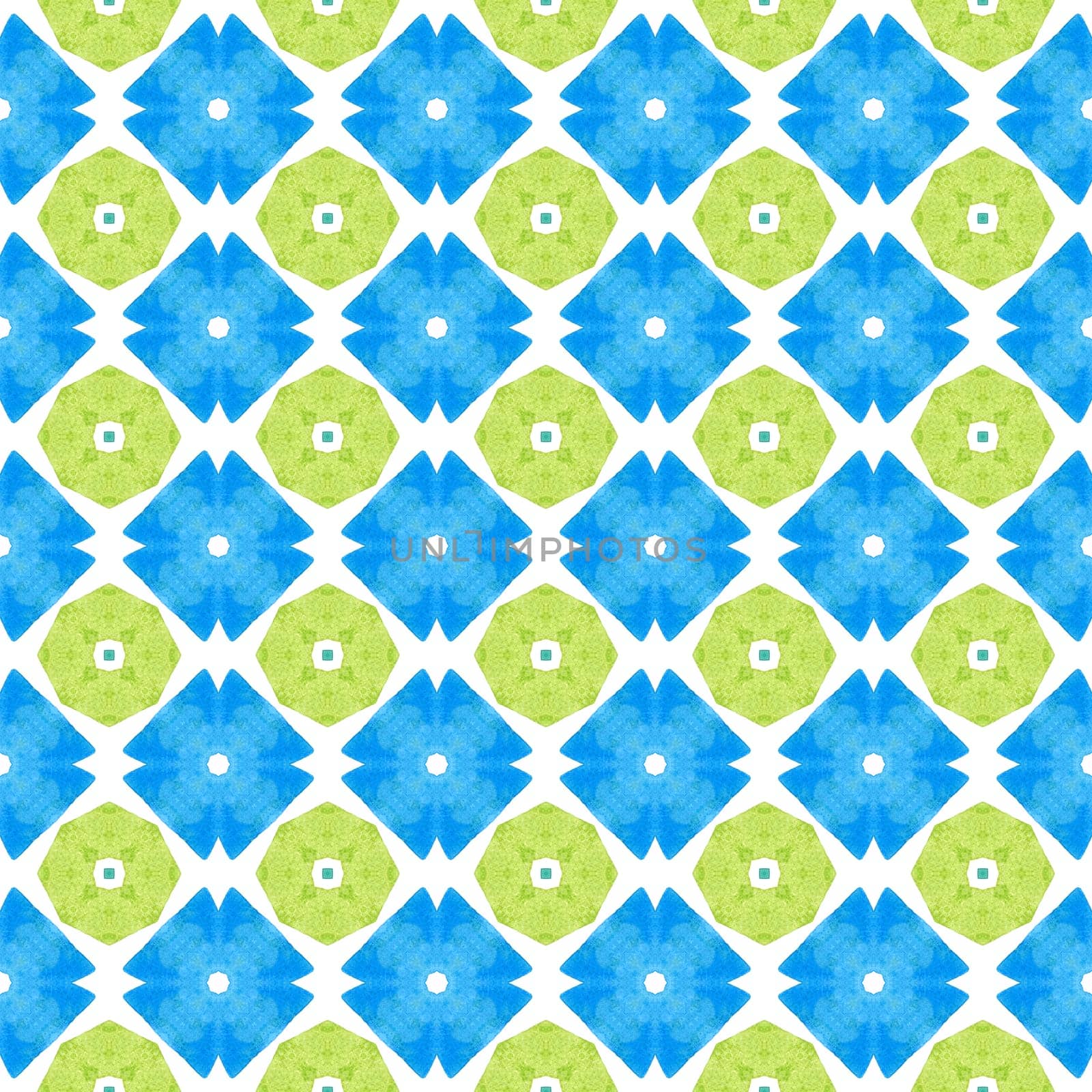 Watercolor summer ethnic border pattern. Green likable boho chic summer design. Textile ready creative print, swimwear fabric, wallpaper, wrapping. Ethnic hand painted pattern.