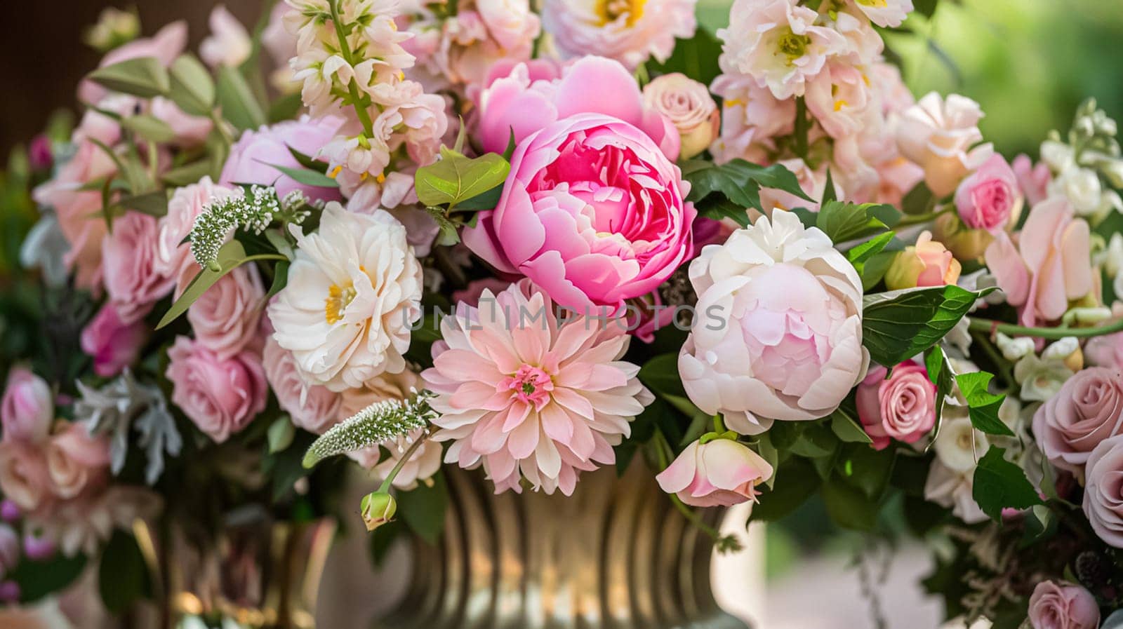 Wedding decoration with peonies, floral decor and event celebration, peony flowers and wedding ceremony in the garden, English country style
