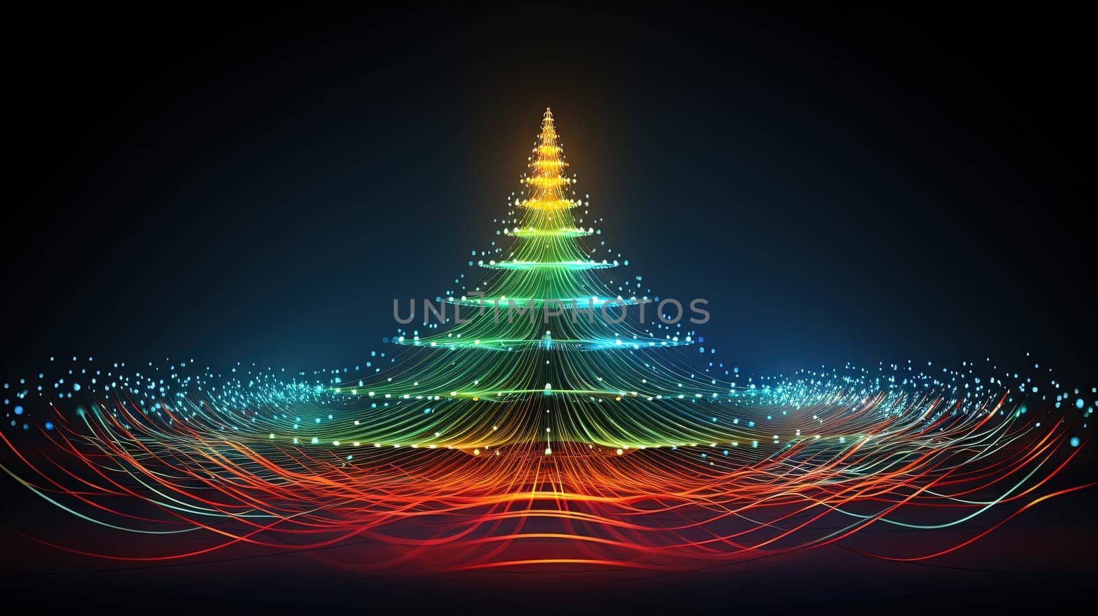 Christmas tree in music equalizer or music waveform. Greeting card for winter holidays. Generated AI