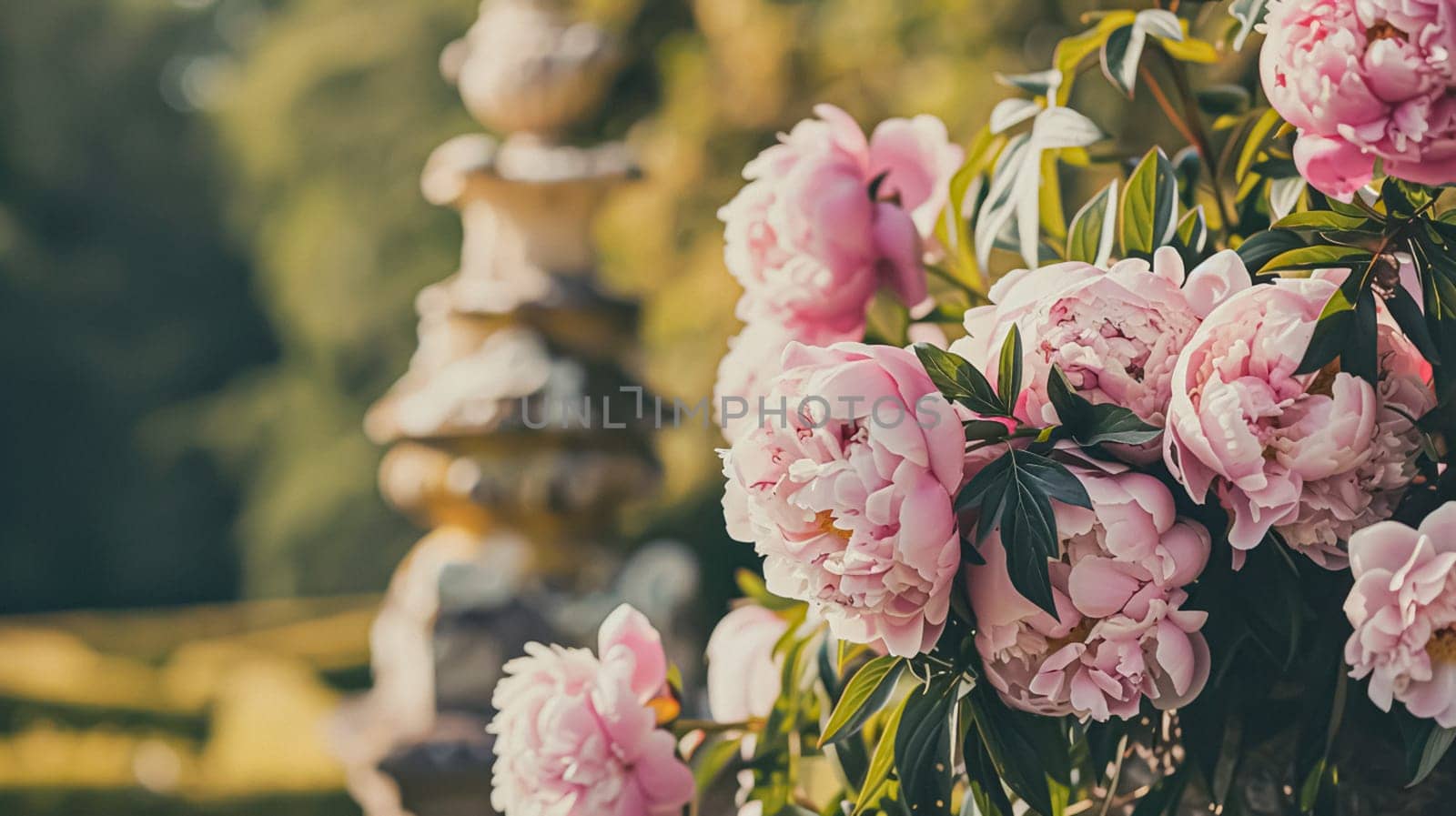 Wedding decoration with peonies, floral decor and event celebration, peony flowers and wedding ceremony in the garden, English country style