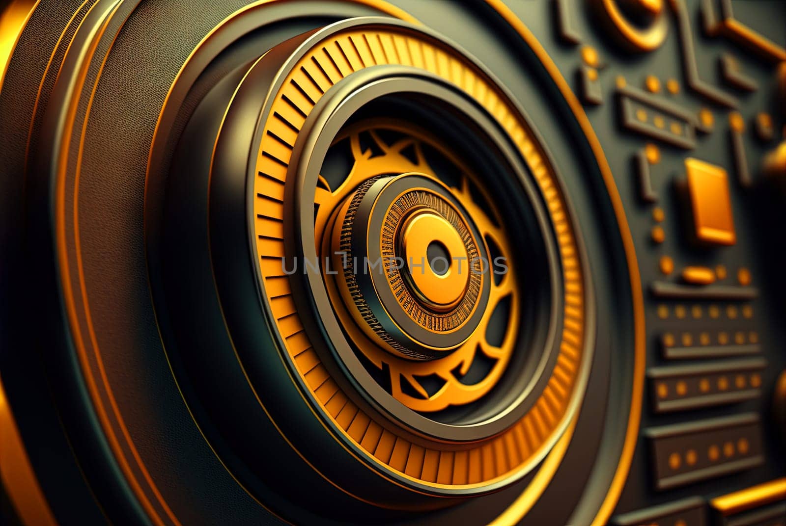 Technology abstract with shiny elements. HUD background with scientific and tech or data interface concept. Generated AI
