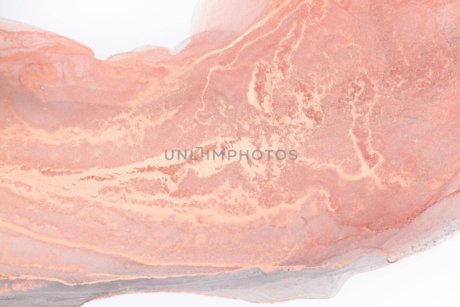 A close-up image of abstract art featuring swirls of peach and lavender paint, creating a mesmerizing texture.