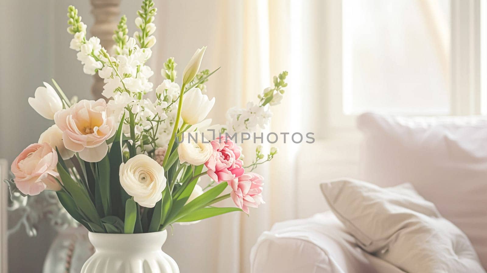 Spring flowers in vintage vase, beautiful floral arrangement, home decor, wedding and florist design