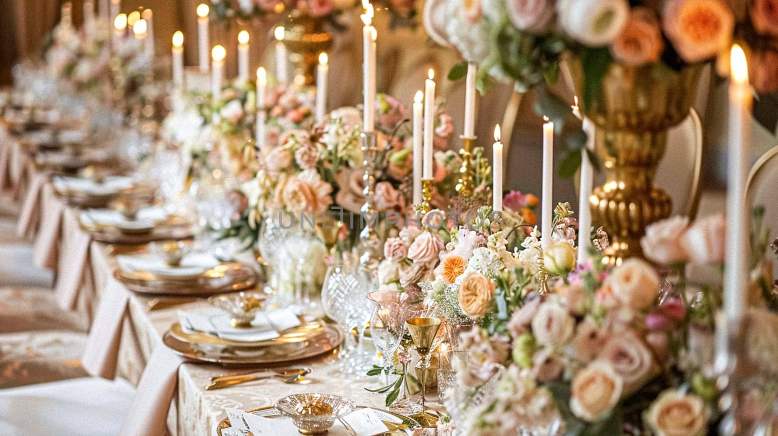Grand wedding decoration in the country manor, floral decor and event celebration, flowers, wedding aisle and tablescape in the garden, English countryside style idea