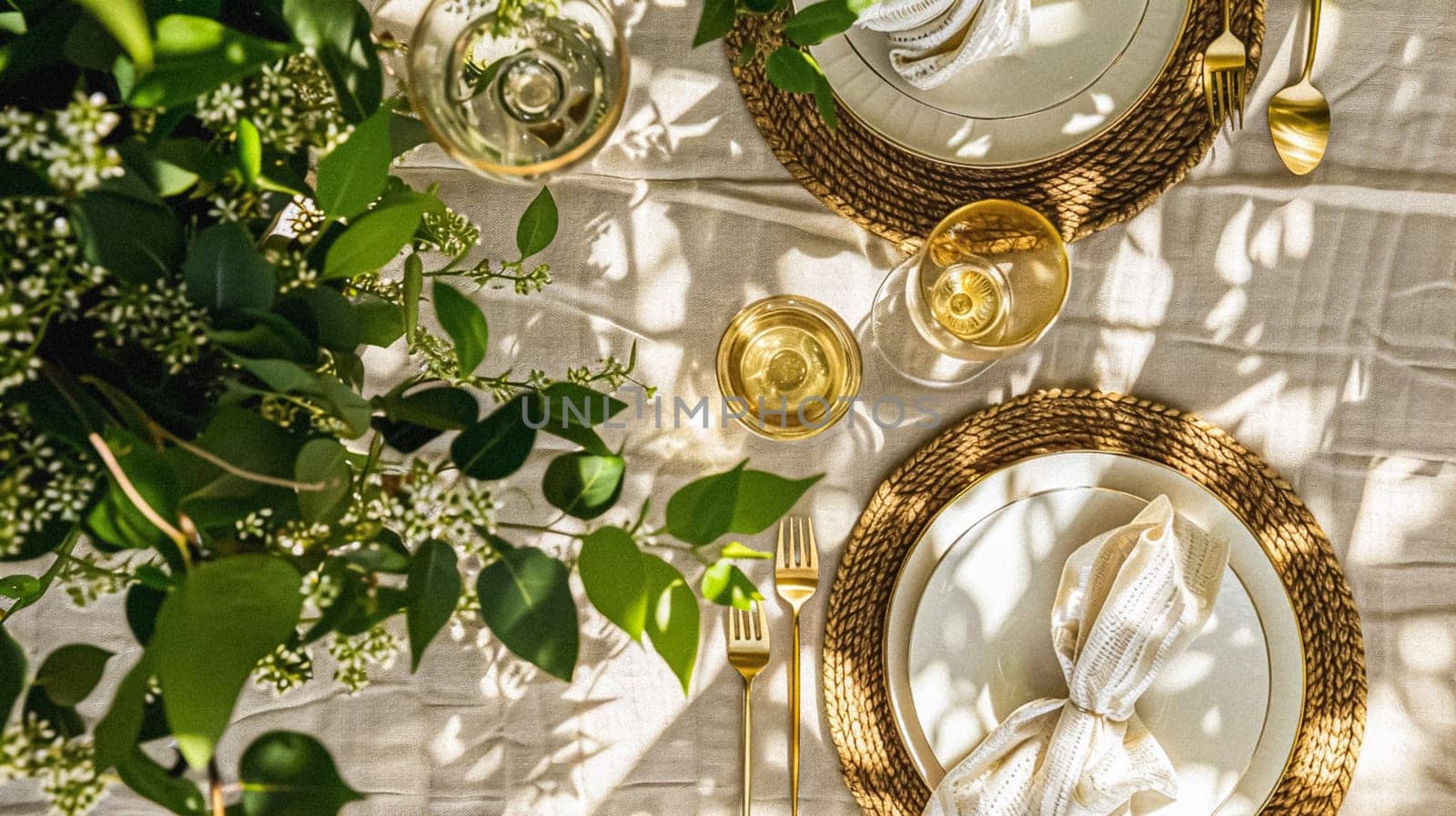 Table decor in a summer garden, holiday tablescape and dinner table setting, formal event decoration for wedding, family celebration, English country and home styling idea