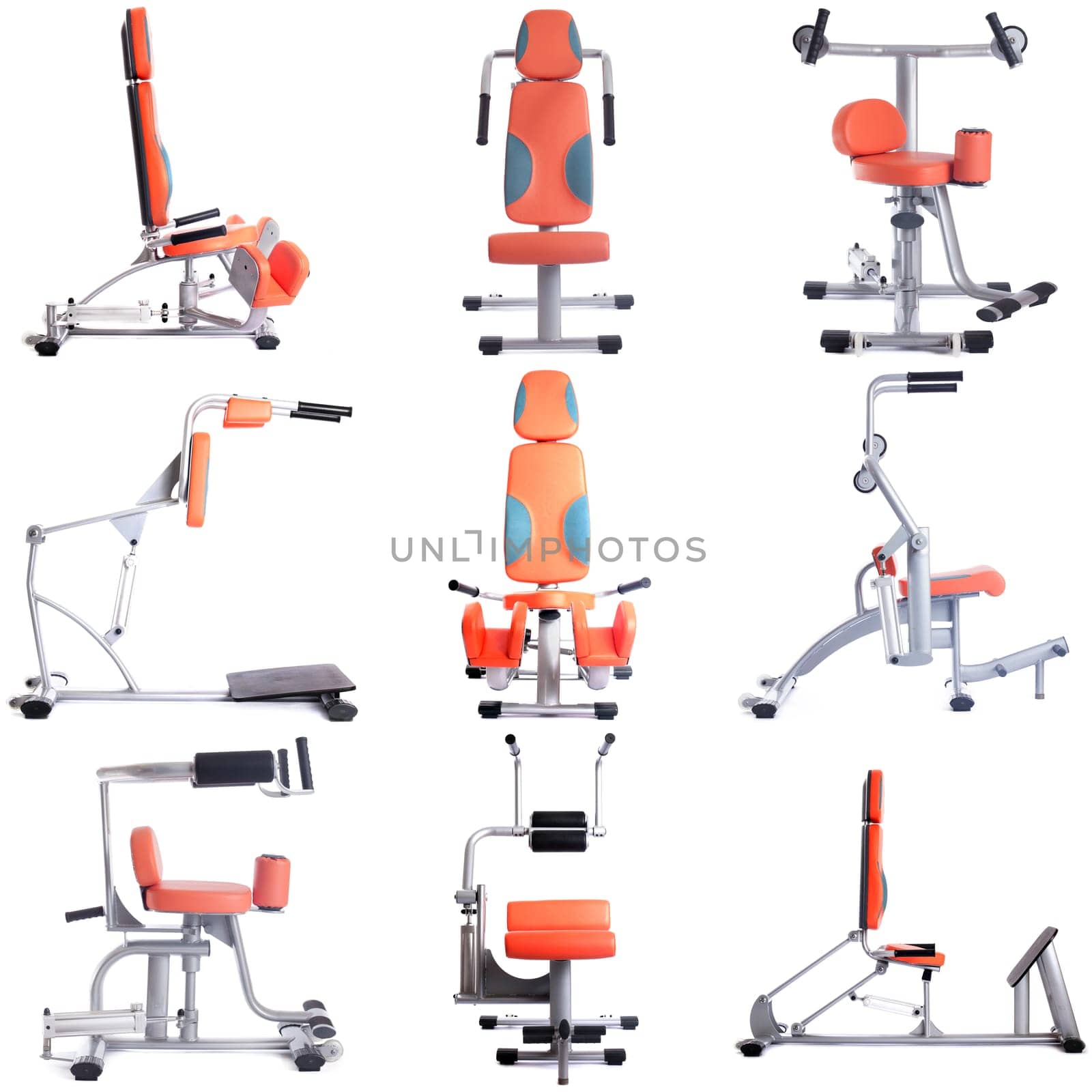 Photo set of isodynamic simulators. Isolated on white