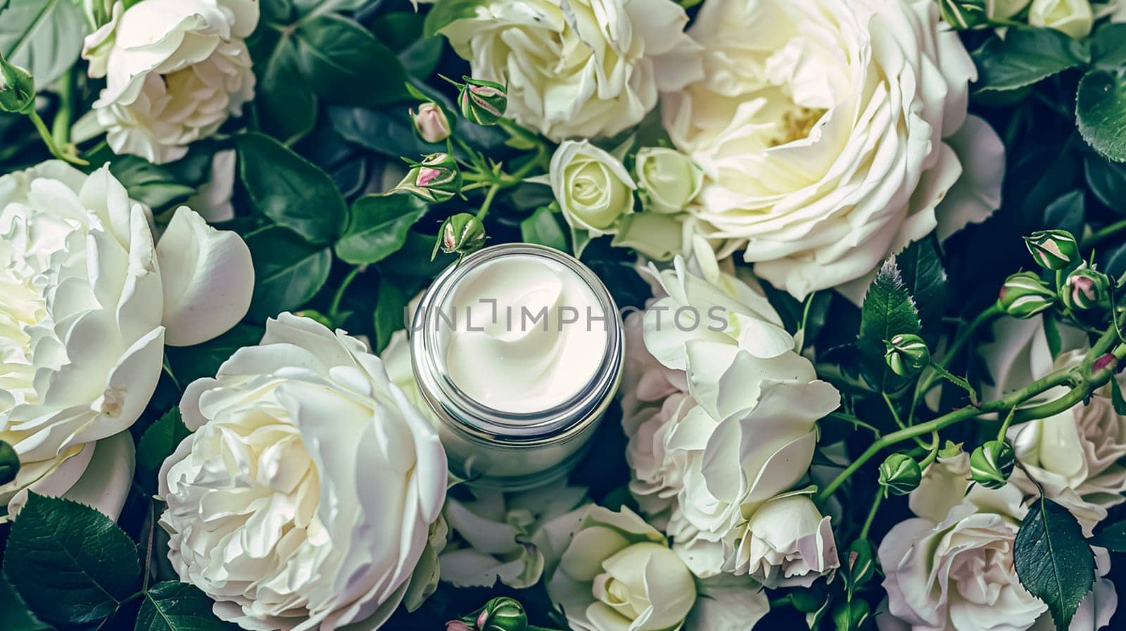 Face cream moisturiser as skincare and bodycare product with flowers background, spa and organic beauty cosmetics for natural skin care routine