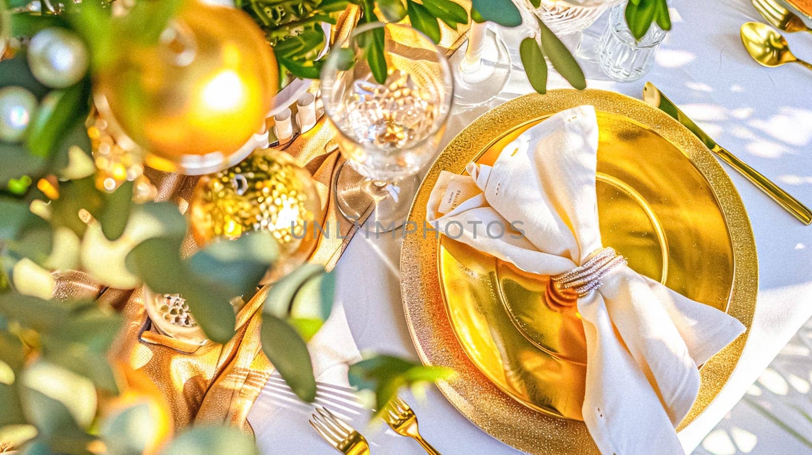 Table decor in a summer garden, holiday tablescape and dinner table setting, formal event decoration for wedding, family celebration, English country and home styling idea
