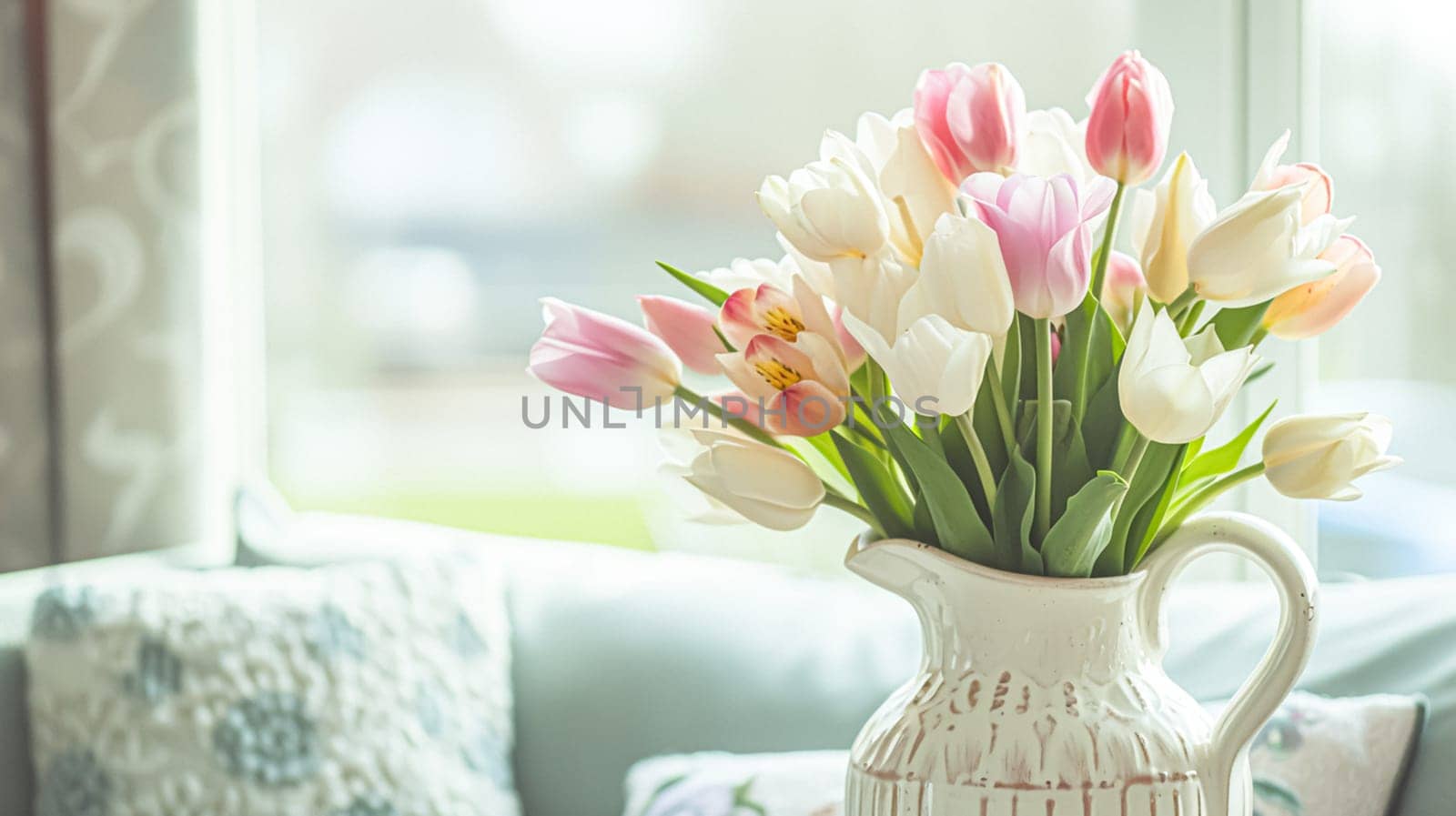 Spring flowers in vintage vase, beautiful floral arrangement, home decor, wedding and florist design