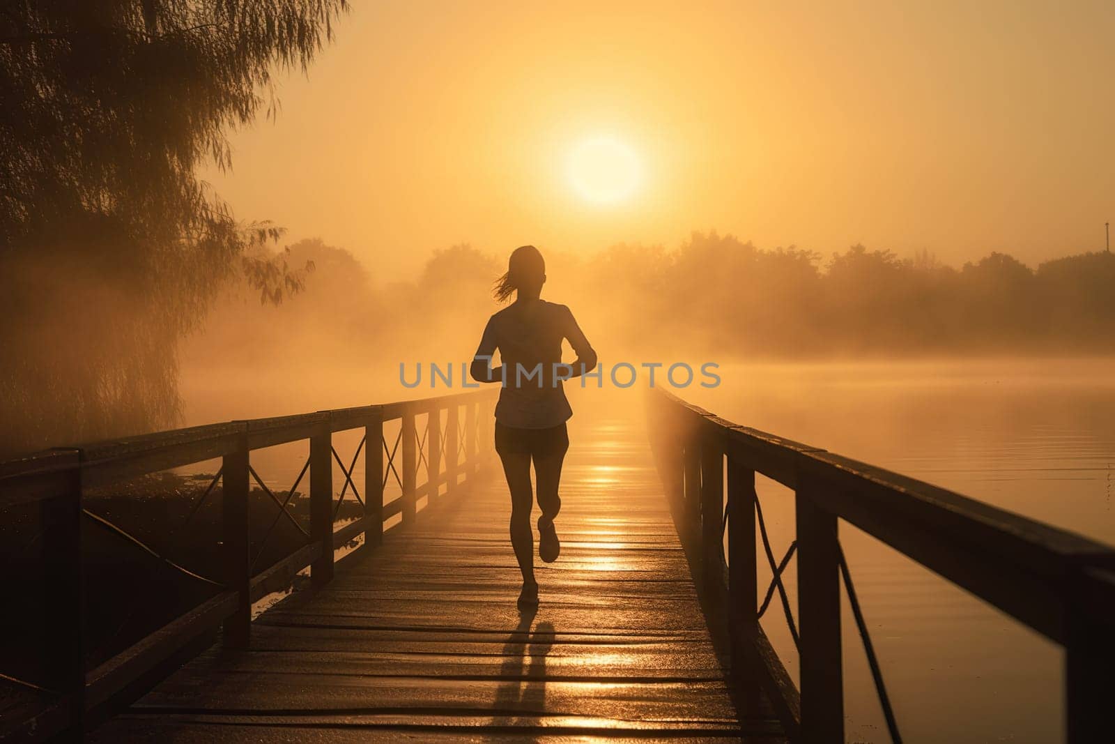 Person Jogging On A Calm Summer Morning, Dedicated To Wellness