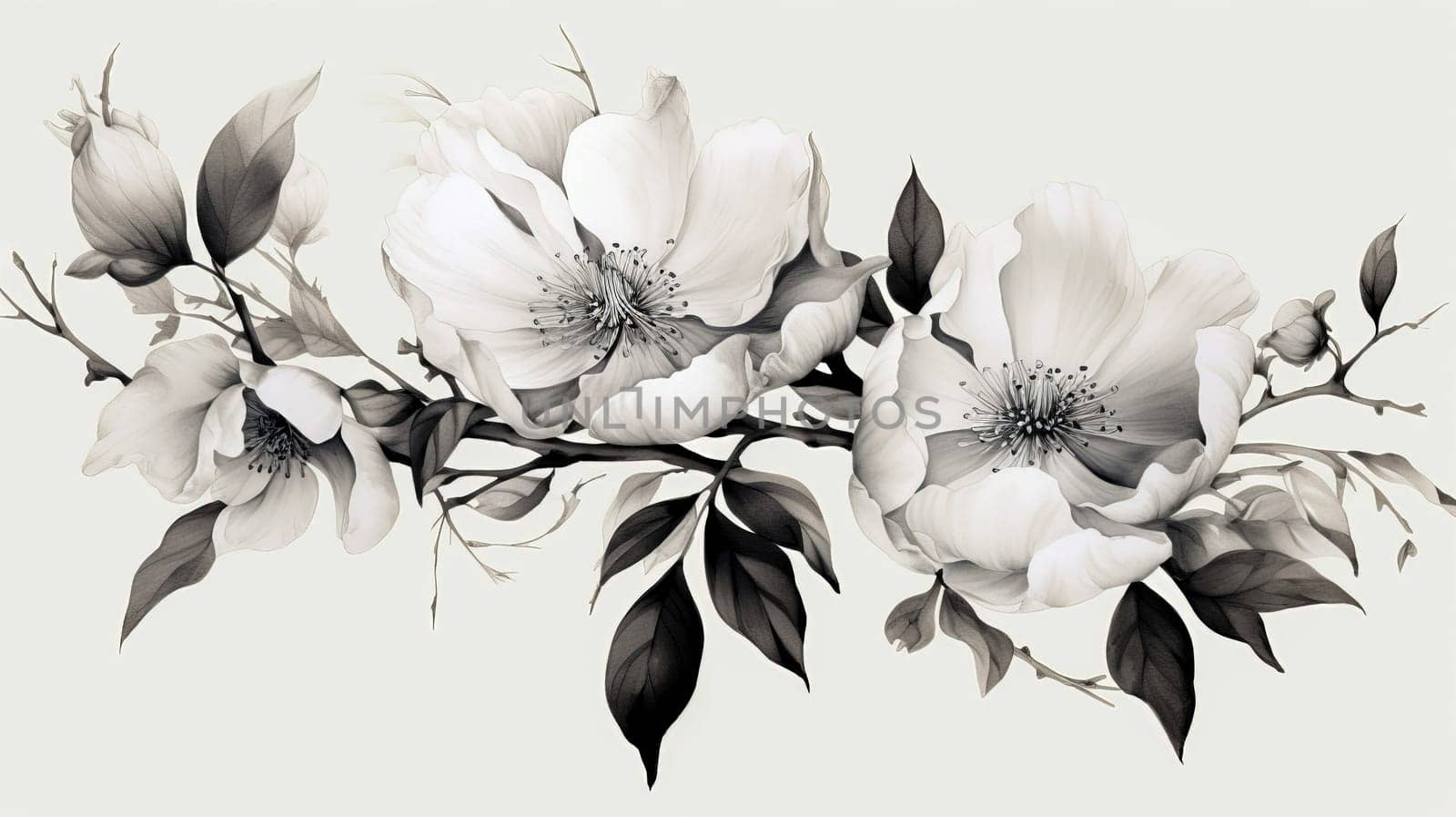 Beautiful flowers in chinese style. Ai art . High quality photo