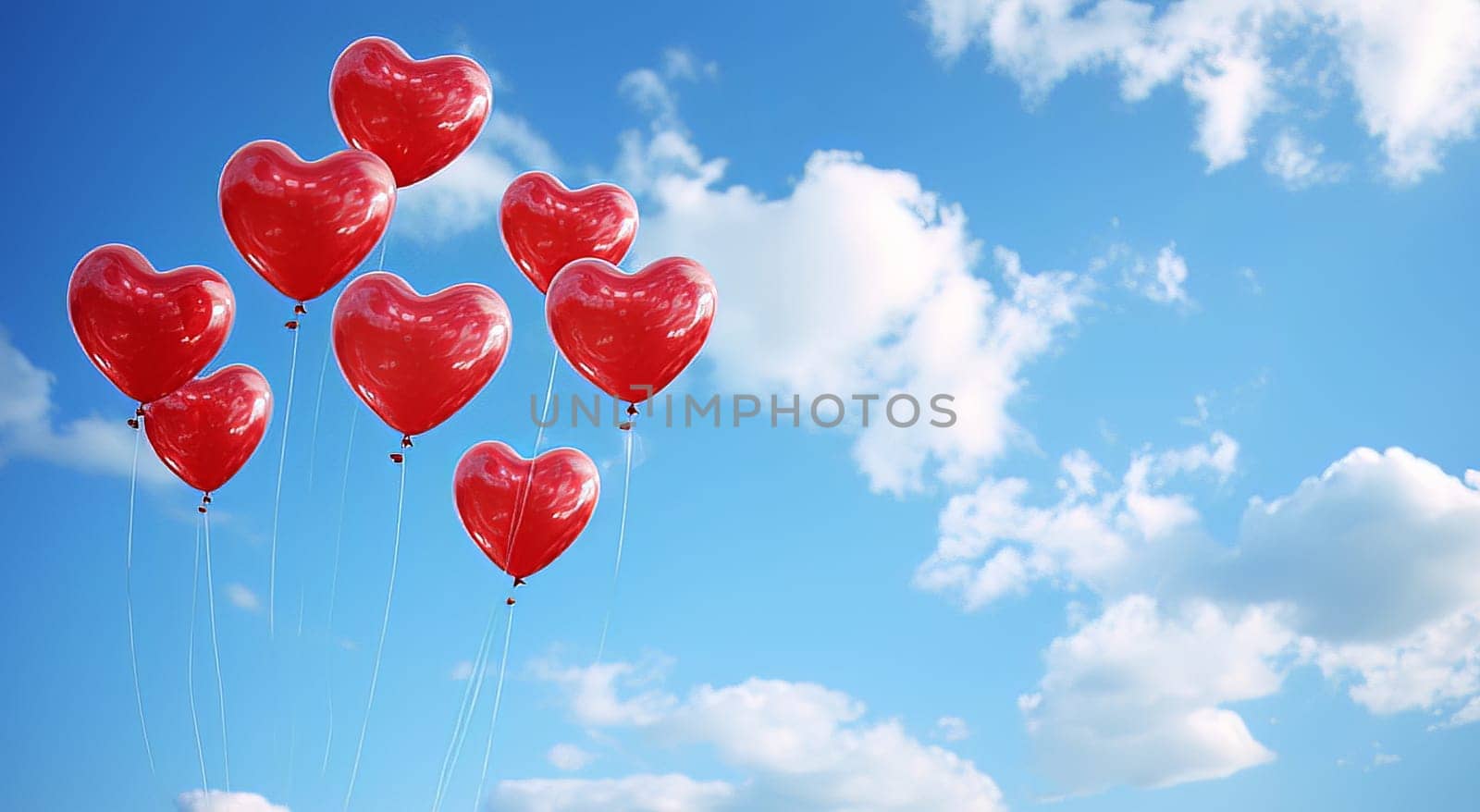 Valentines day hearts in the blue sky. High quality photo