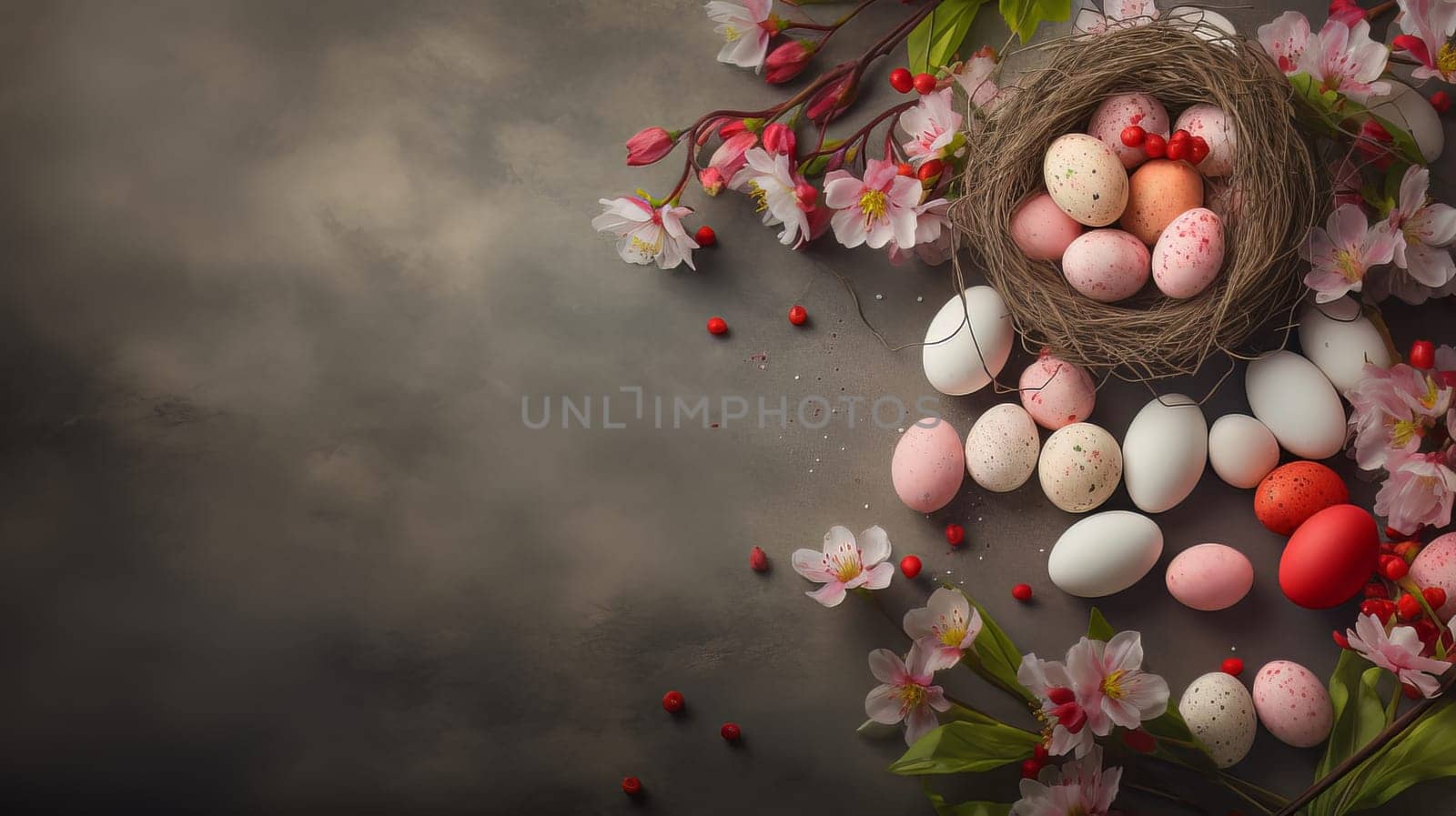 Happy Easter background with Easter eggs. High quality photo