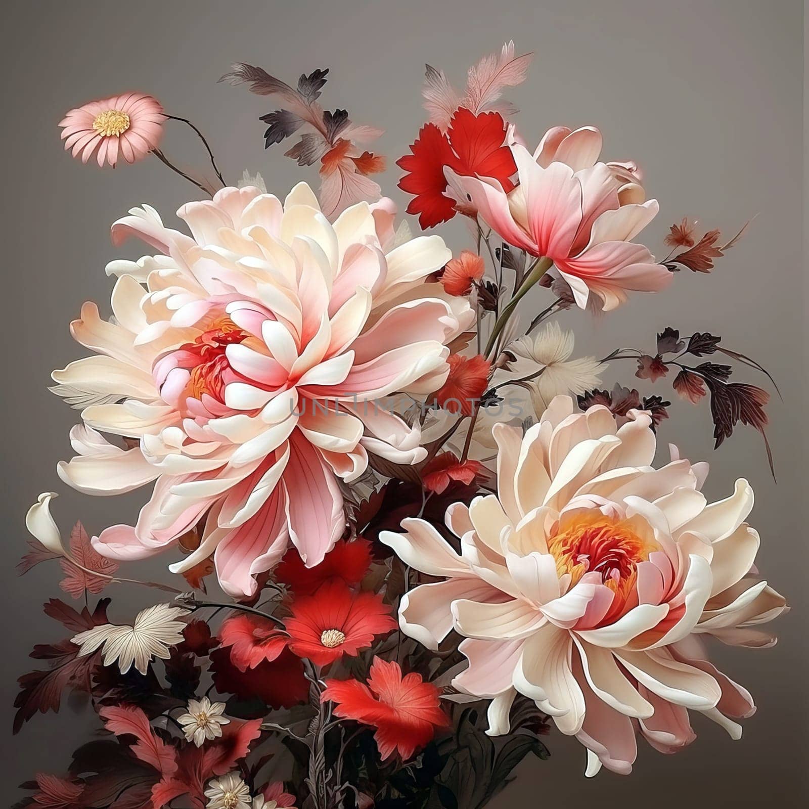 Beautiful flowers in chinese style. Ai art . High quality photo