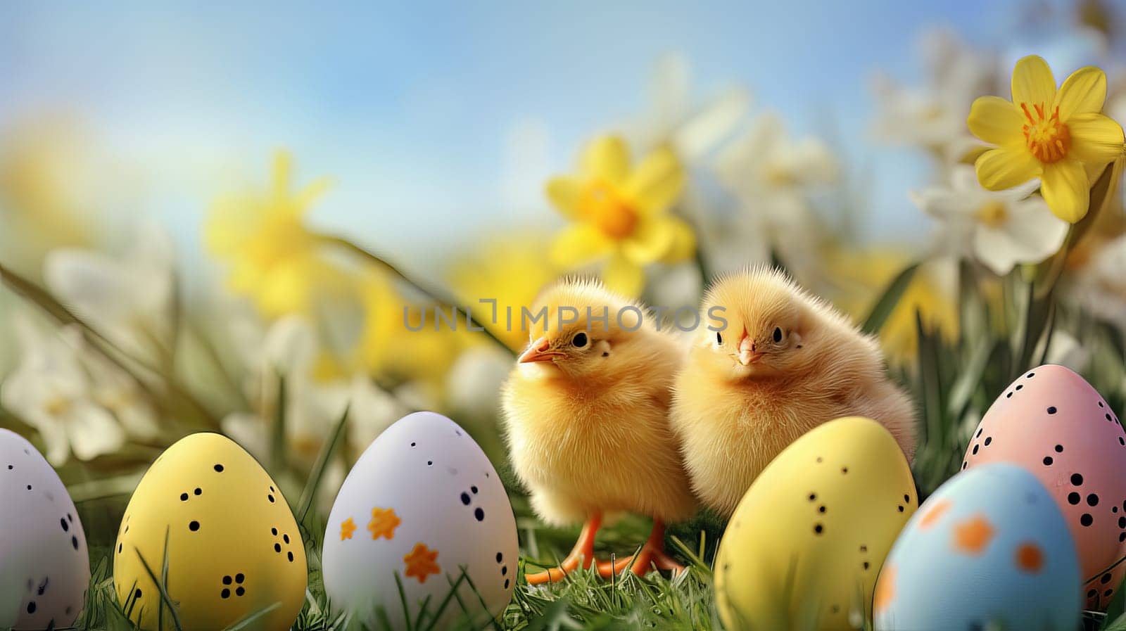 Happy Easter background with Easter eggs. High quality photo