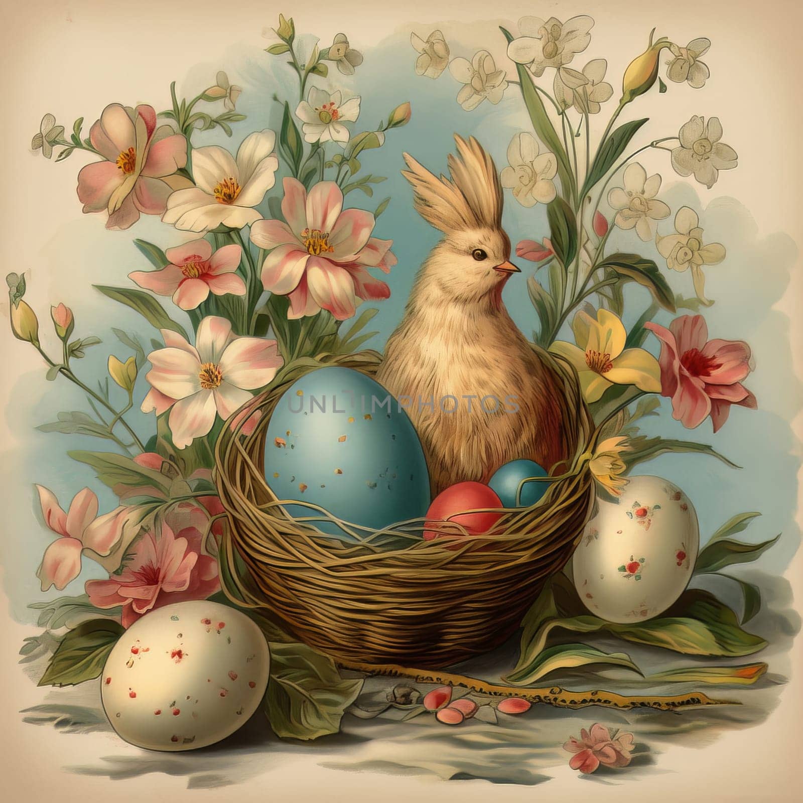 Happy Easter background with Easter eggs. High quality photo