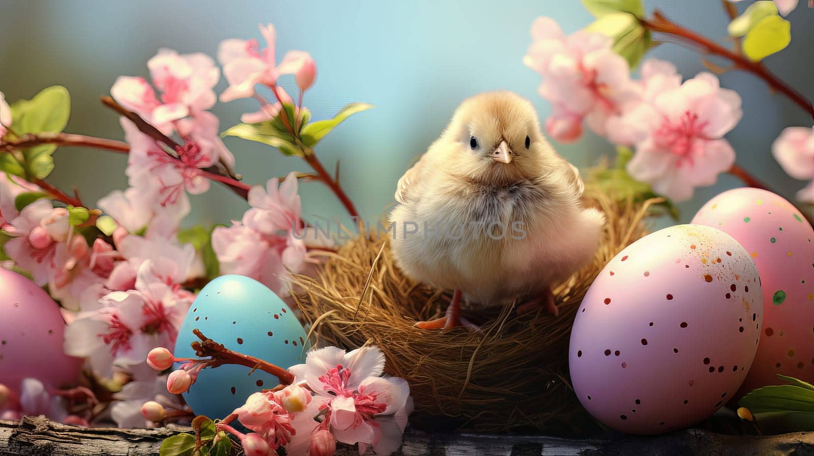 Happy Easter background with Easter eggs. High quality photo