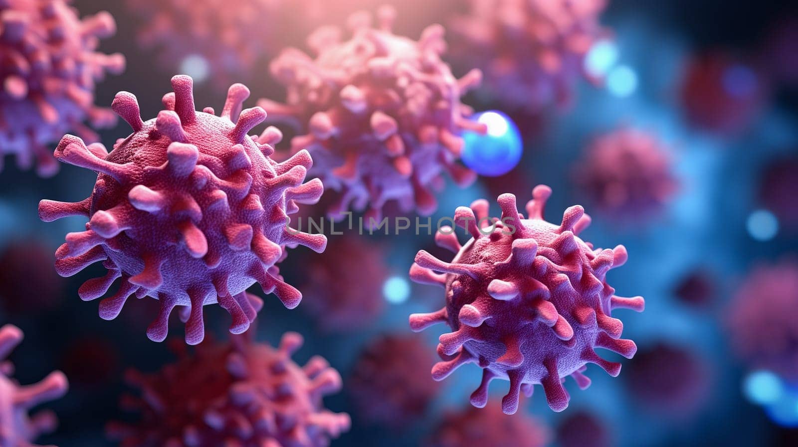 Pandemic medical concept. Increased flu viruses and covid 19. Ai art. High quality photo