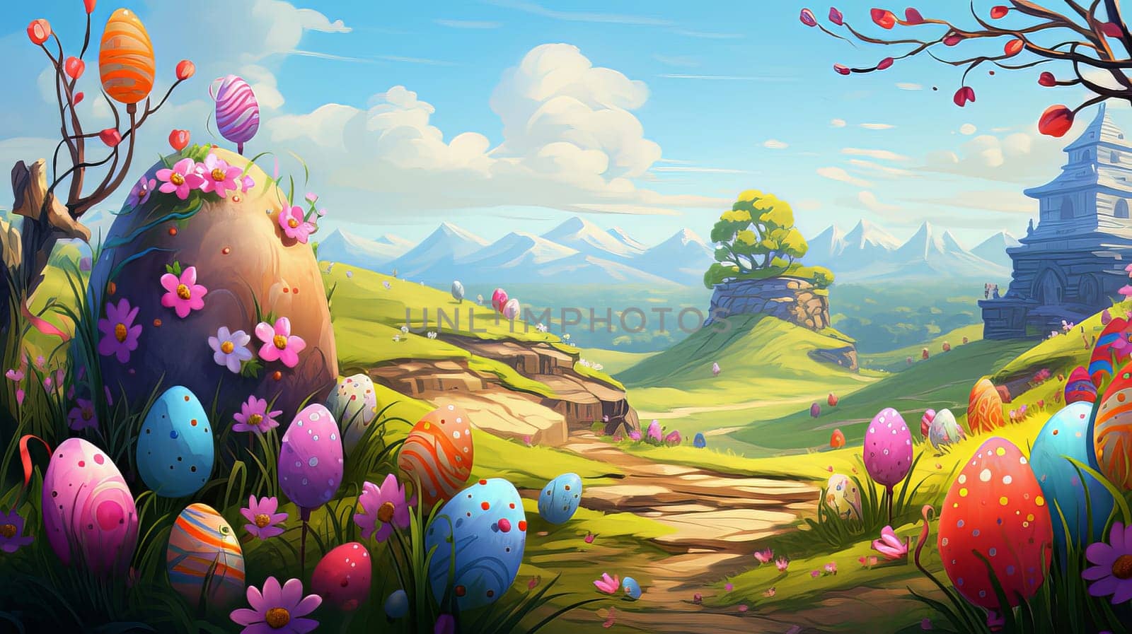 Happy Easter background with Easter eggs. High quality photo