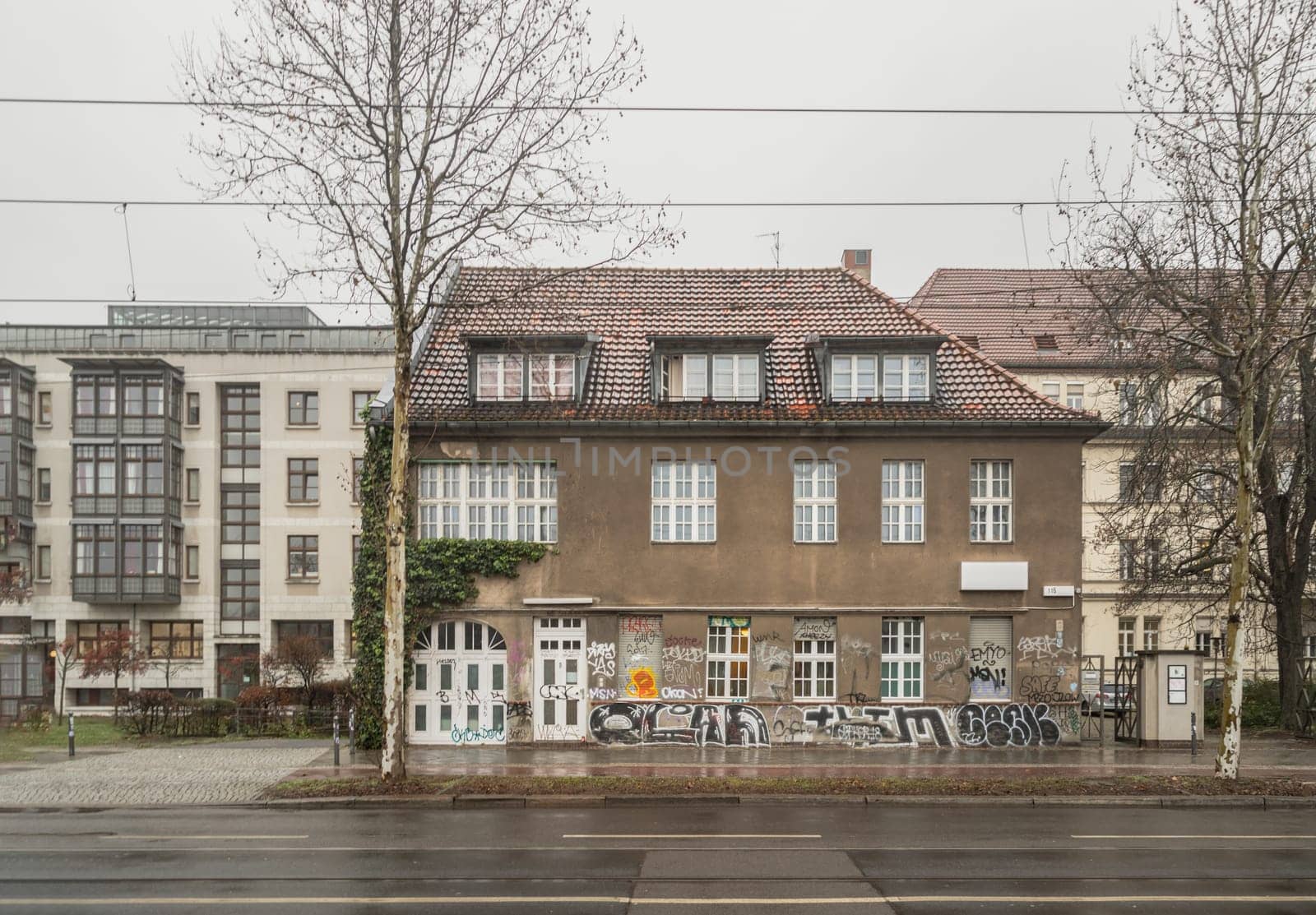 Berlin, Germany - Dec 20, 2023 - Classic view of Buildings at the downtown at Berlin city. Cityscape view, Architecture exterior, Space for text, Selective focus.