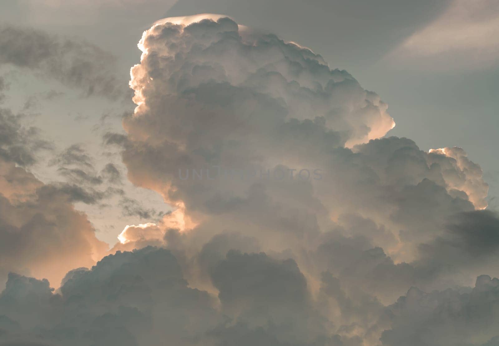 Amazing clouds like a heaven for background wallpaper and texture. The sky is being covered with fluffy white clouds, Concept idea of Imaginative clouds nature, Nature abstract composition, Space for text, Selective focus.