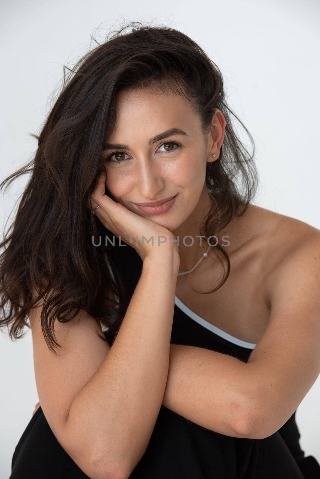 Portrait of a beautiful sexy young woman. the look of a calm and happy woman.