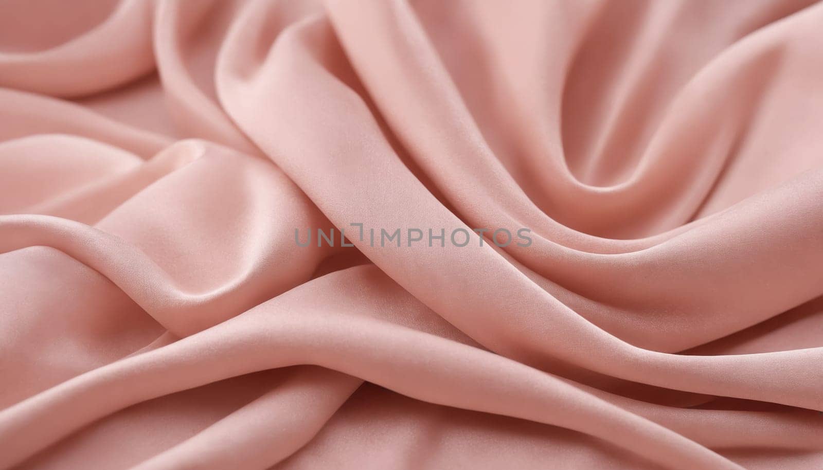 The image showcases a close-up view of delicate pink satin fabric, its surface smooth and slightly rippled, creating an elegant and flowing texture.
