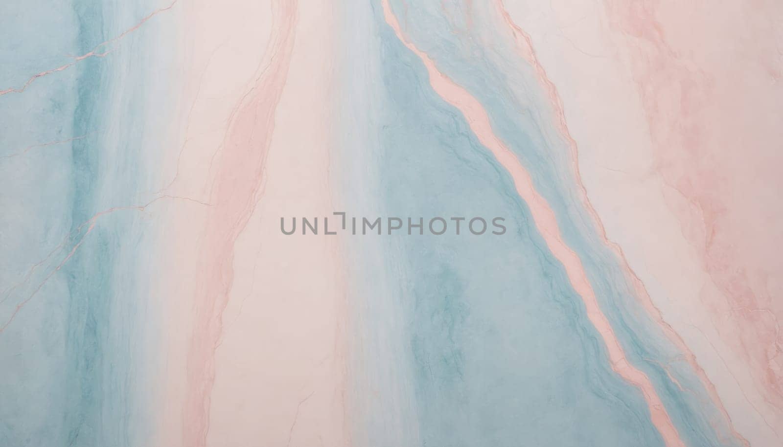 A close-up shot of a slab of marble with swirling patterns of pale pink and soft blue, creating an abstract design. The texture is smooth and subtle, showcasing the natural beauty of the stone.