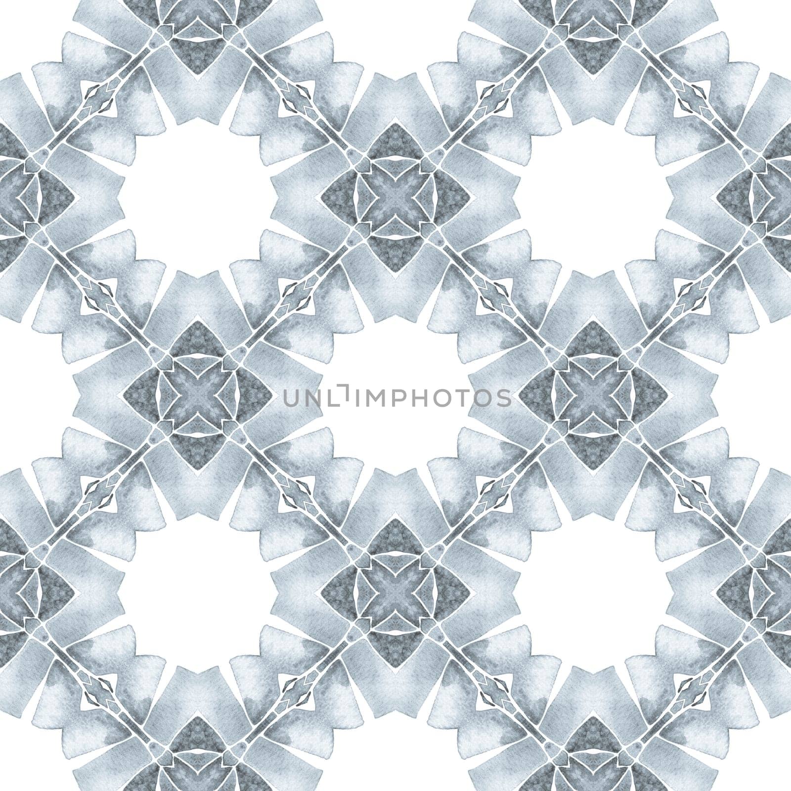 Medallion seamless pattern. Black and white fabulous boho chic summer design. Watercolor medallion seamless border. Textile ready exotic print, swimwear fabric, wallpaper, wrapping.