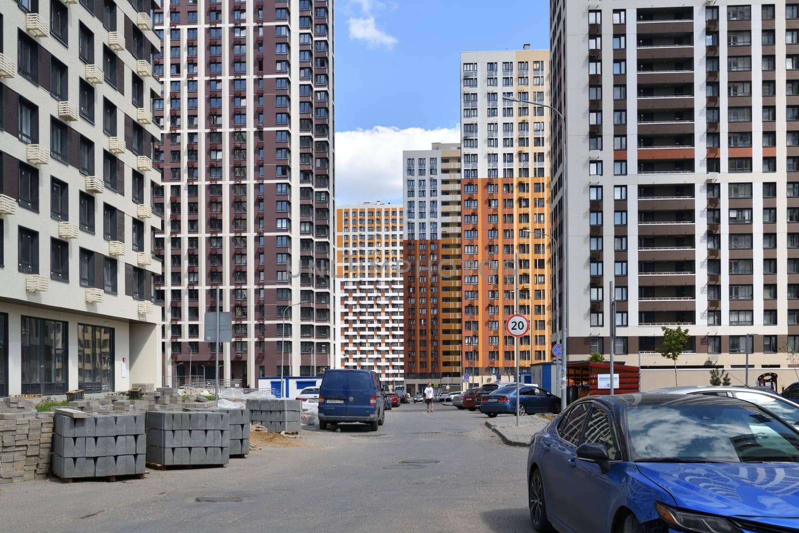 Novoivanovskoe, Russia - 8 June. 2024. Innovation Residential complex of a construction company Granel